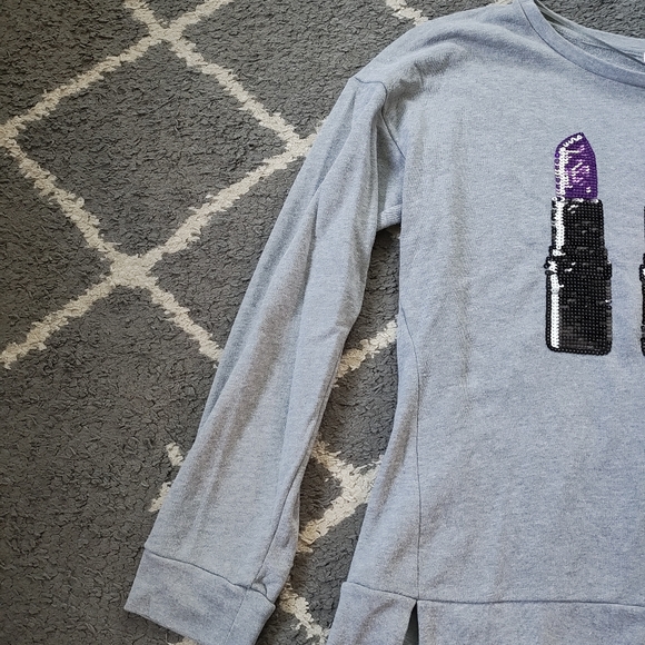 Juicy crew sweatshirt sequin lipsticks size XL - Picture 4 of 7